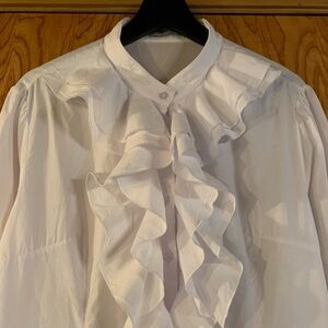 White Ruffled Women's Cotton Blouse